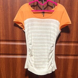 Maurices Short-Sleeve Crewneck Tee in Cream and Orange